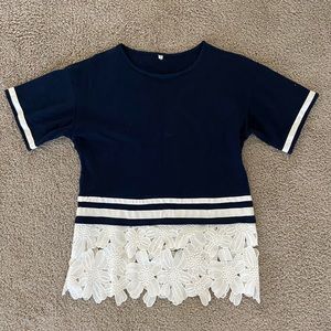 Navy floral lace top